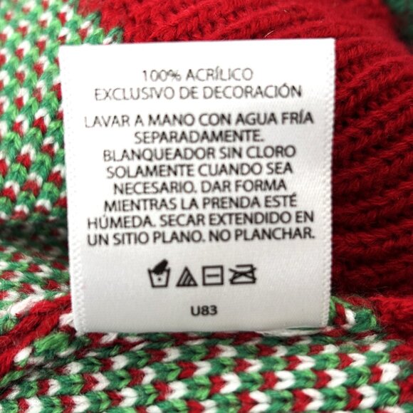 Jolly Ugly Christmas Sweater grn red white stripe faux suspenders EUC Size L - Picture 13 of 14